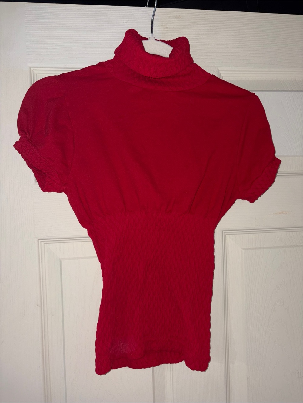 Y2K BEBE Red Short-Sleeve Turtleneck Top